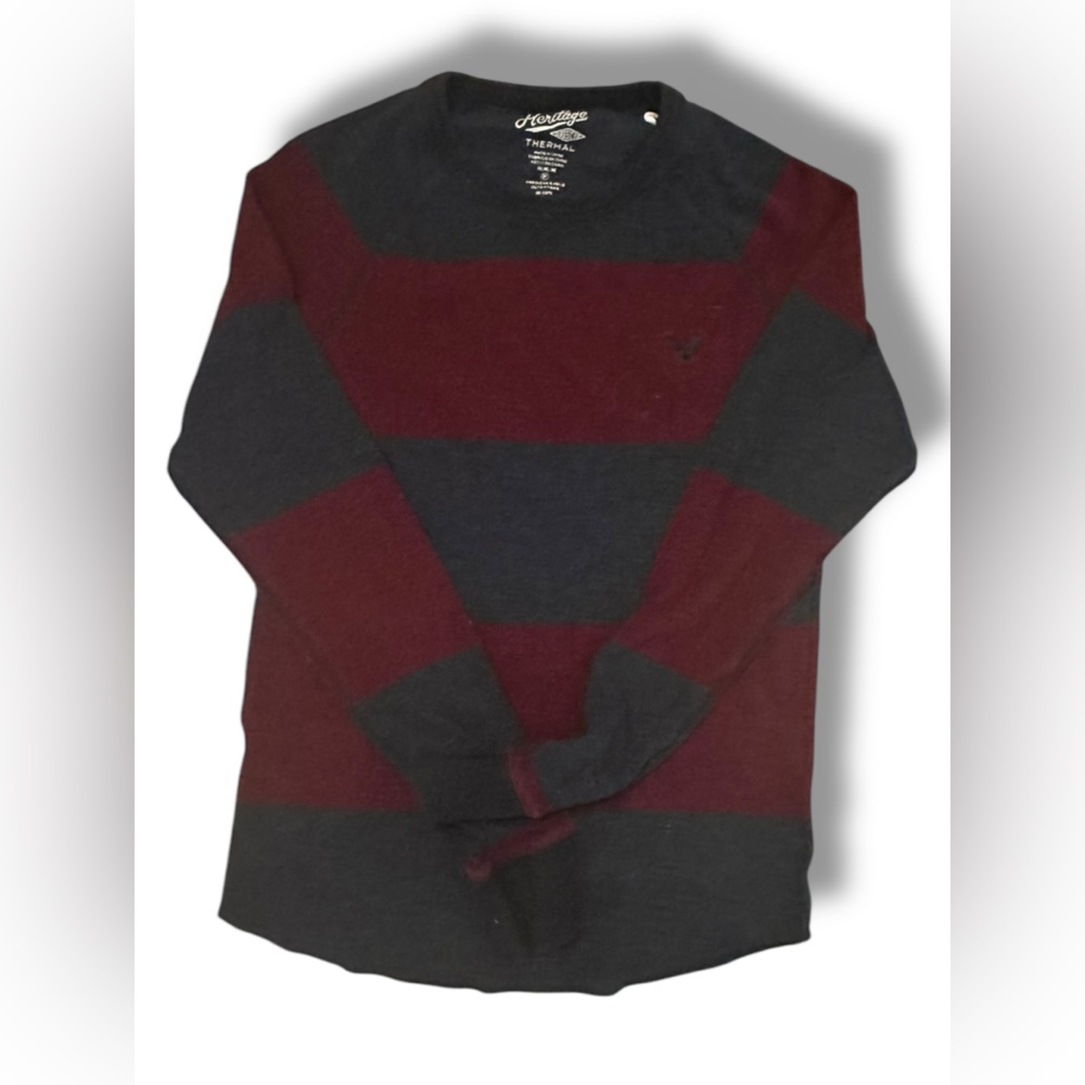 American Eagle Heritage Classic Fit Men’s Long Sleeve Striped Thermal Shirt Med